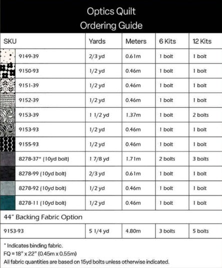 Monochrome Muse by Perfect Palette : Optics Quilt Kit Reference
