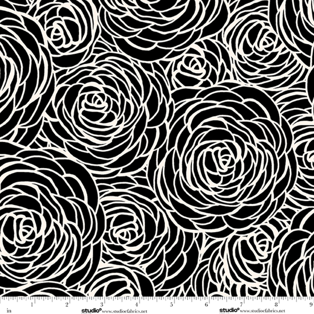 Monochrome Muse by Perfect Palette : Peony Swirl Ebony/Porcelain 9153-93