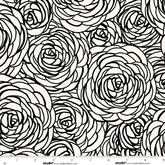 Monochrome Muse by Perfect Palette : Peony Swirl Porcelain/Ebony 9153-39