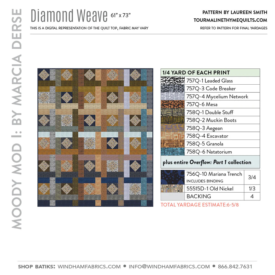 Moody Mod: Part 1 by Marcia Derse - Diamond Weave Quilt Kit