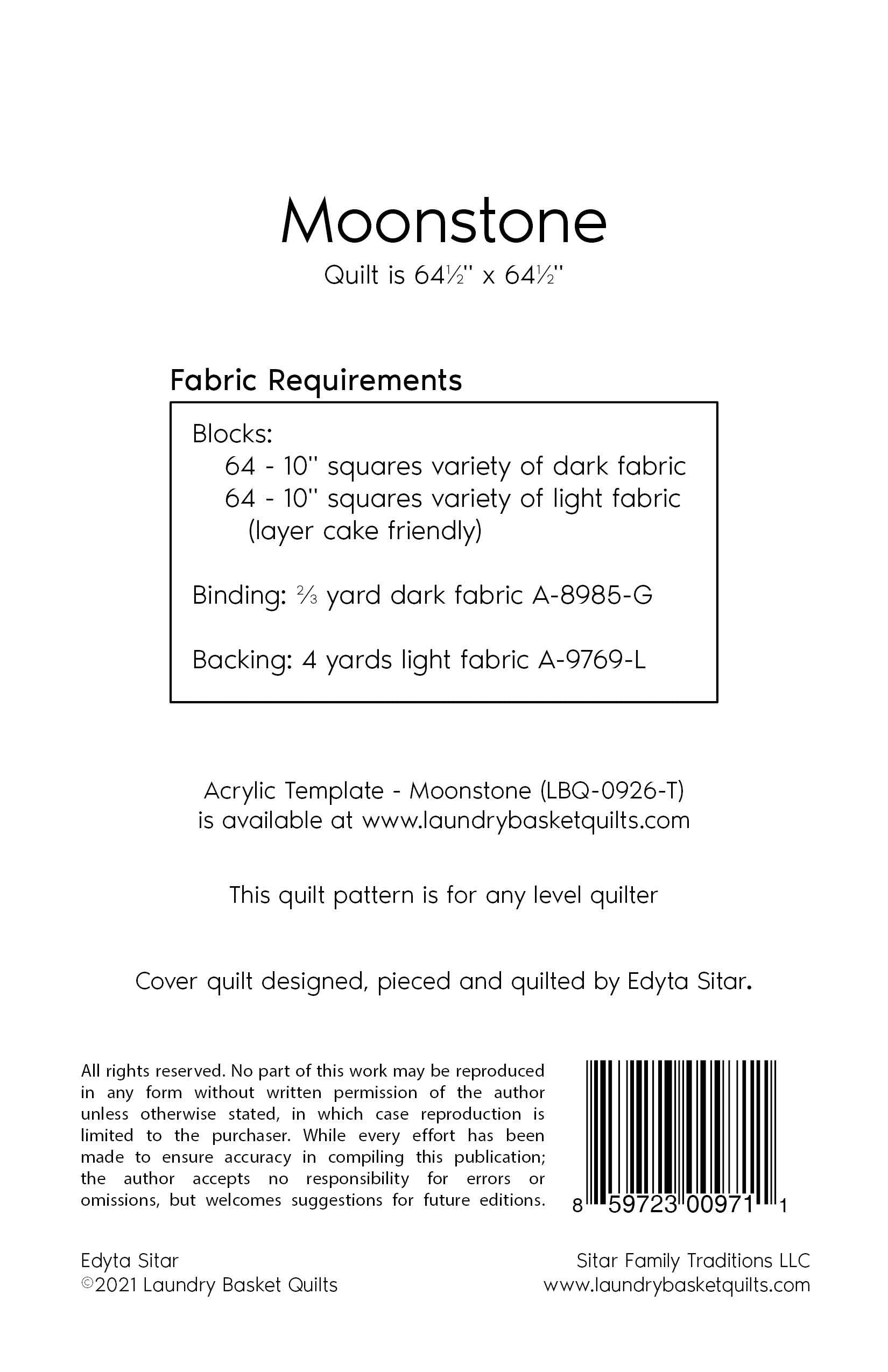 Moonstone Quilt Pattern by Laundry Basket Quilts