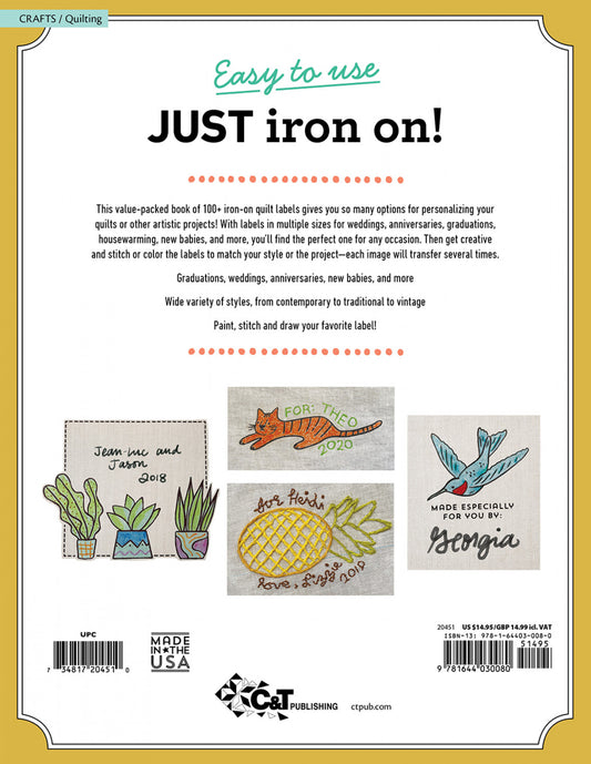 More Best-Ever Iron-On Quilt Labels # 20451 - Special Order