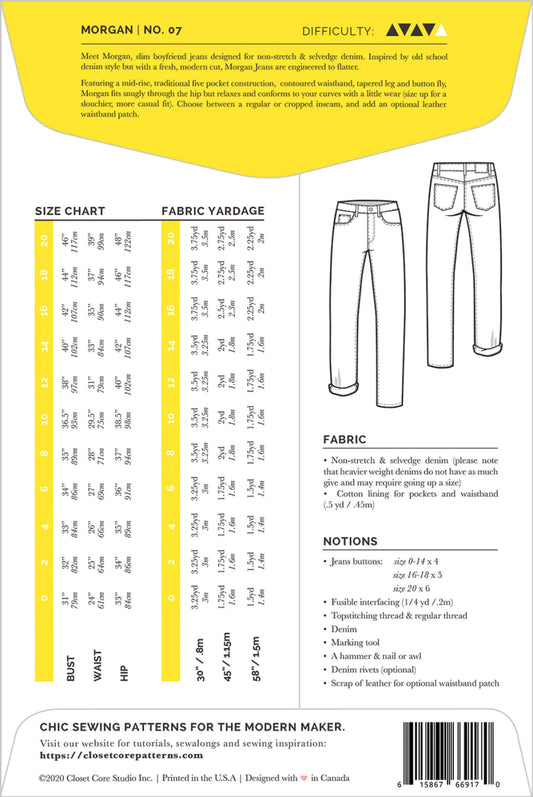 Morgan Boyfriend Jeans Pattern by Closet Core Patterns - Special Order