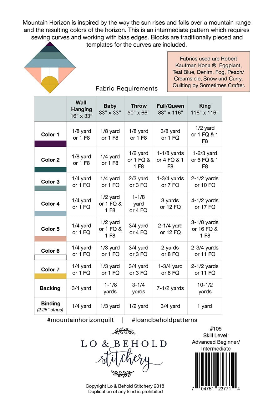 Mountain Horizon Quilt Pattern by Lo & Behold Stitchery