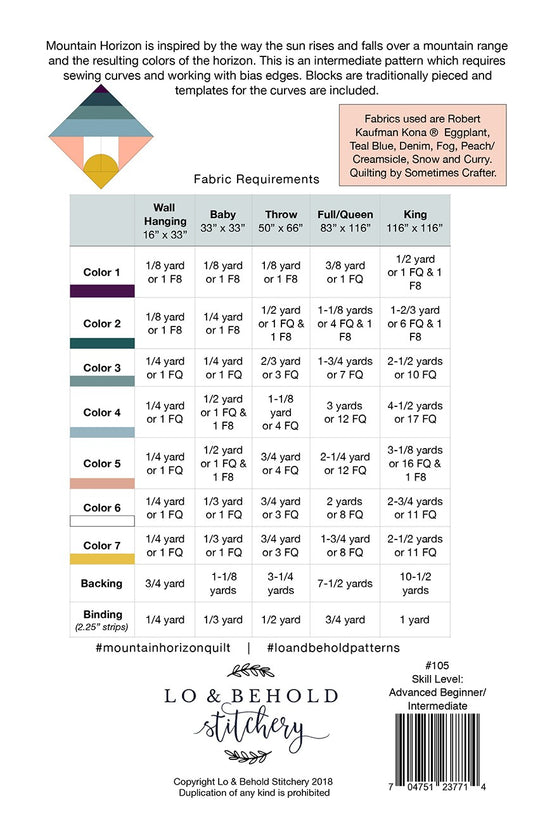 Mountain Horizon Quilt Pattern by Lo & Behold Stitchery