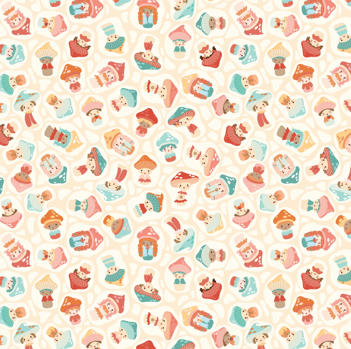 Mushroom Blooms by Poppie Cotton : Baby Bellas Natural