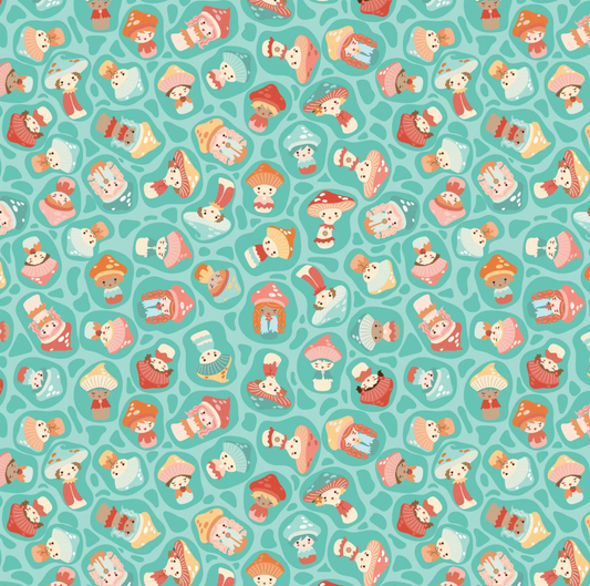 Mushroom Blooms by Poppie Cotton : Baby Bellas Teal