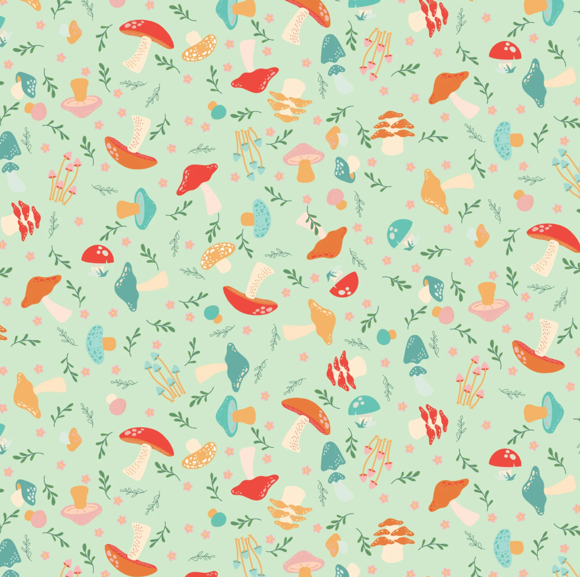 Mushroom Blooms by Poppie Cotton : Shroomies Mint