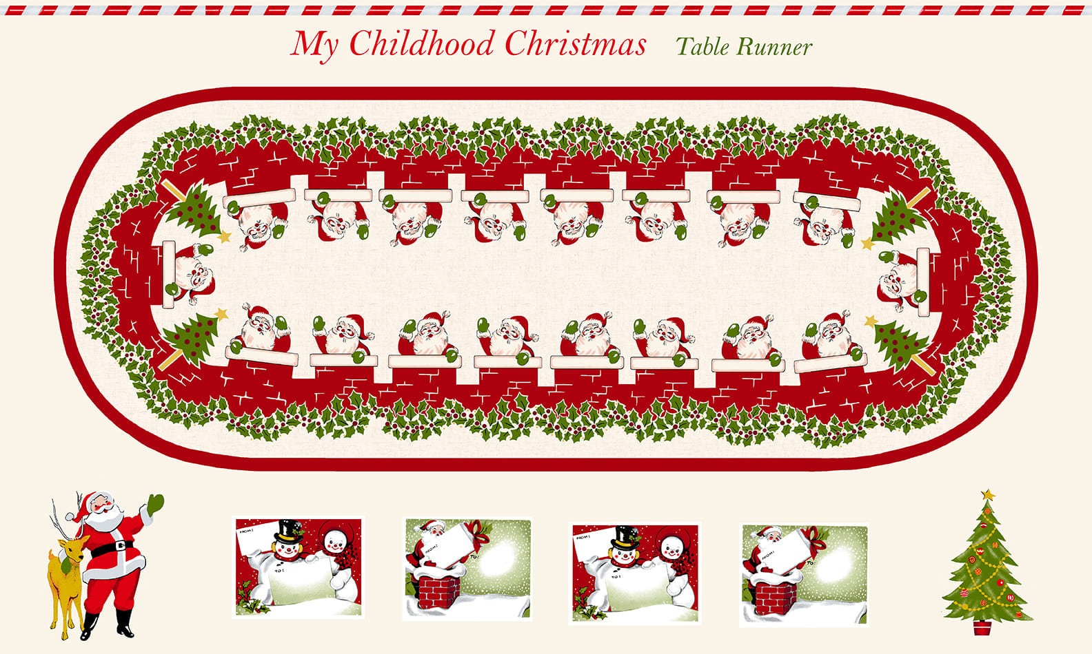 My Childhood Christmas by Stacy West - 24 Inch Table Runner Panel 1410P-86