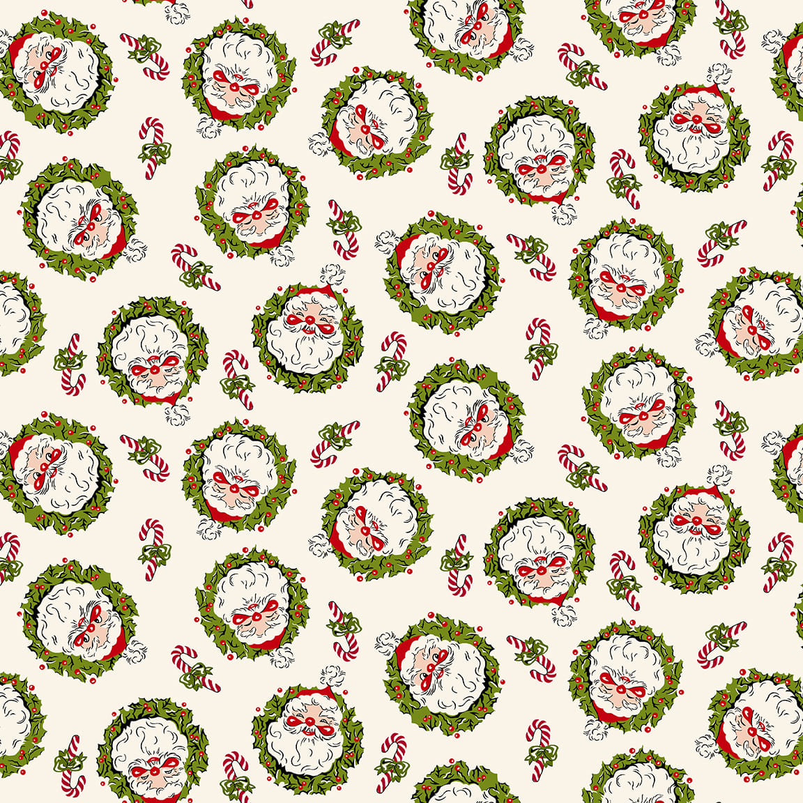 My Childhood Christmas by Stacy West -Vintage Santa Wreaths Multi 1405-68