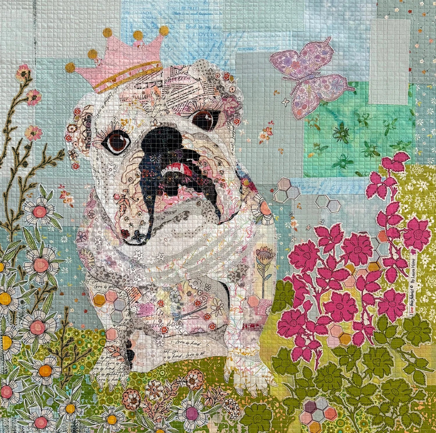 My Girl Bulldog Collage Pattern by Laura Heine
