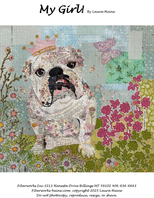 My Girl Bulldog Collage Pattern by Laura Heine