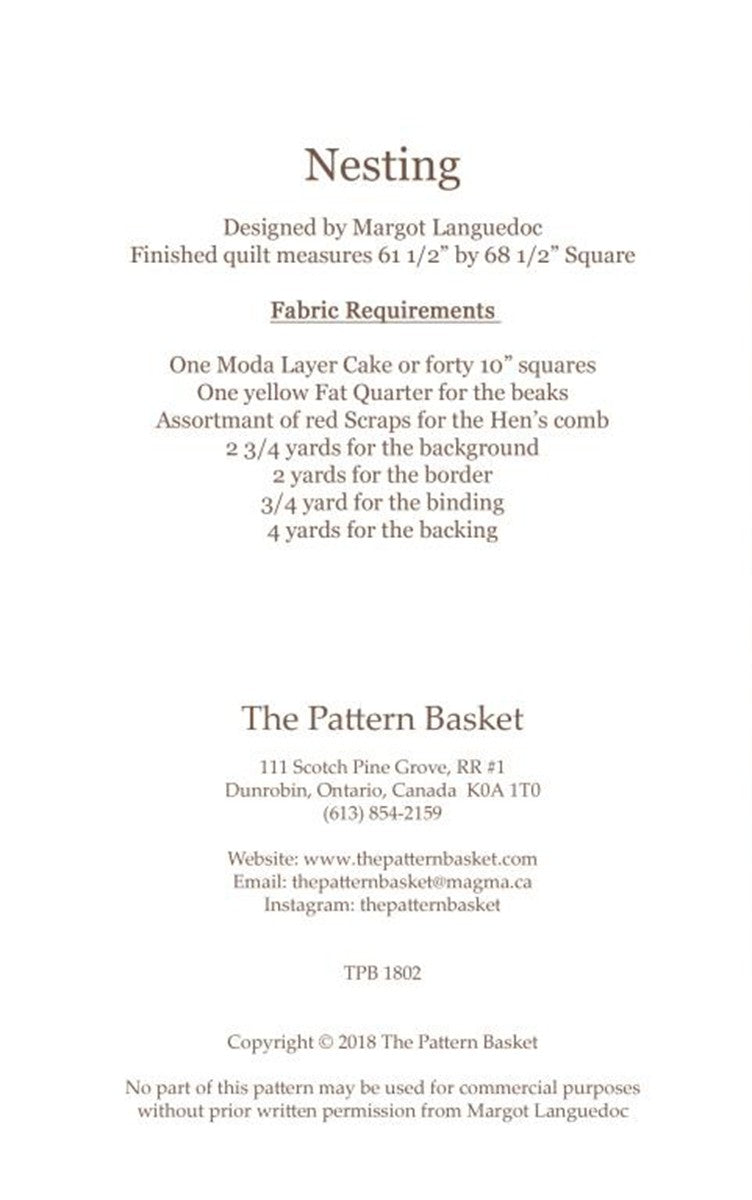 Nesting Quilt Pattern by The Pattern Basket