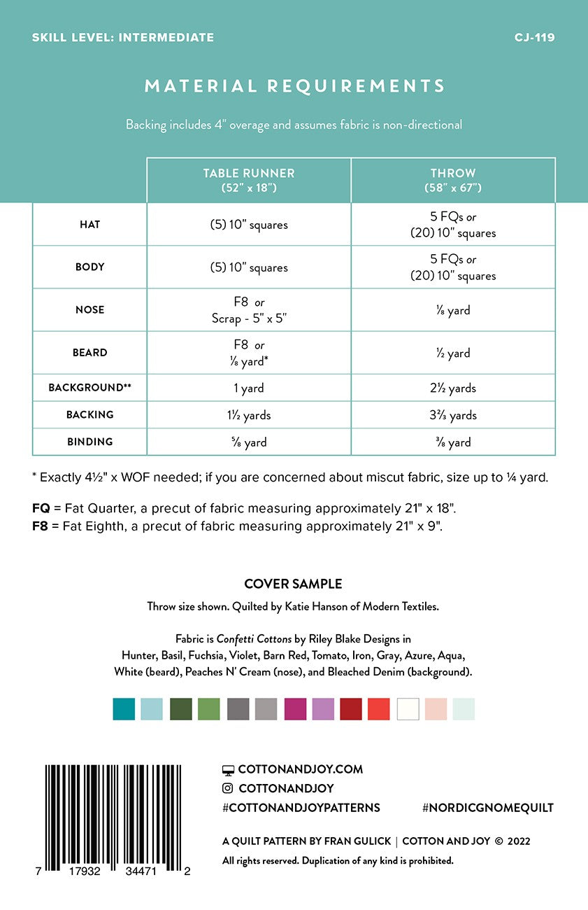 Nordic Gnome Quilt - Fabric Bundle - Multiple Sizes & Color Options