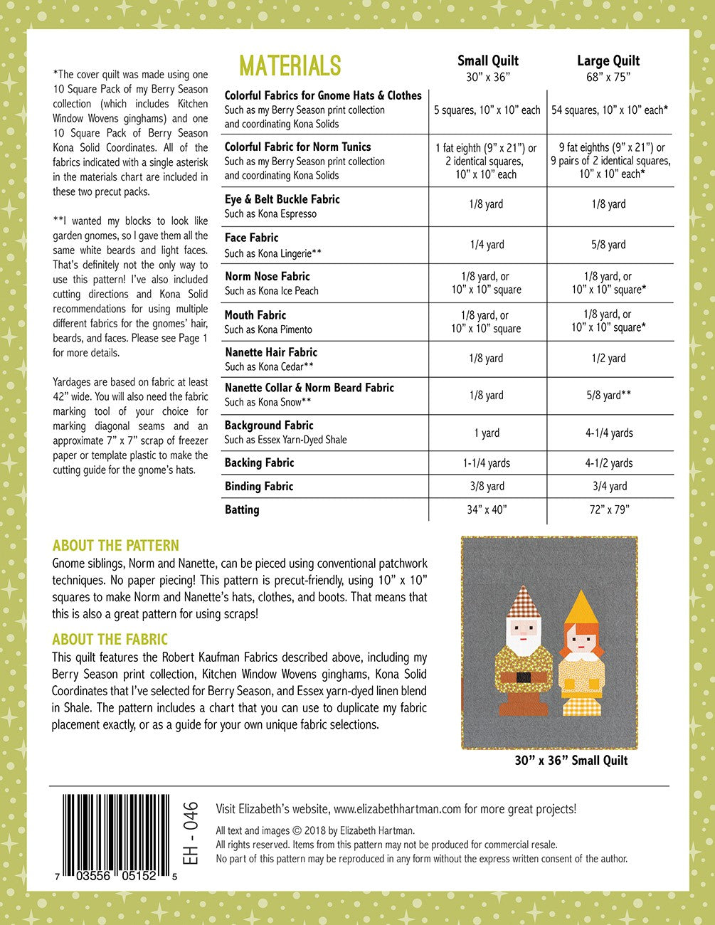 Norm and Nanette Quilt Pattern by Elizabeth Hartman