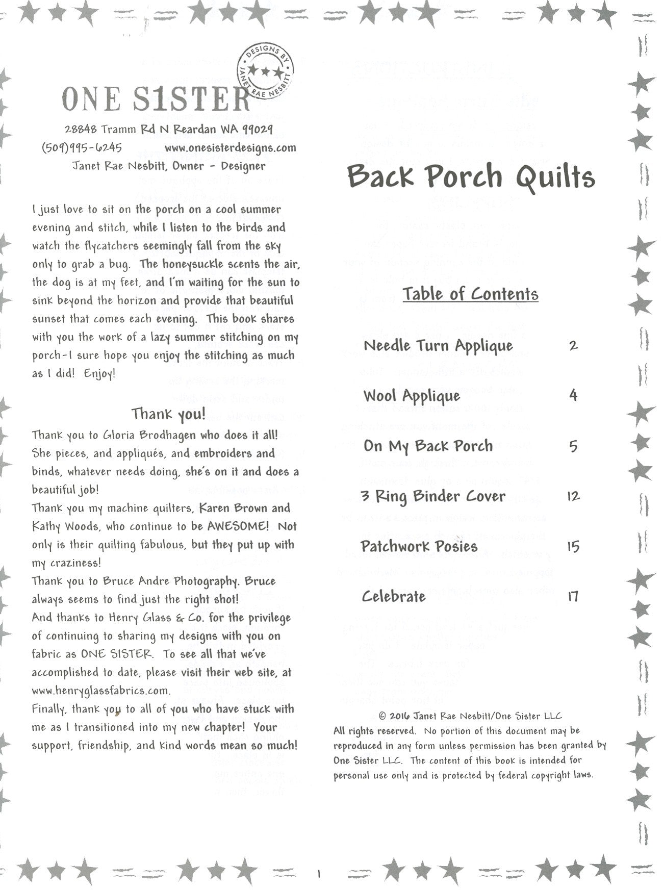 Back Porch Quilts # OS4 - Special Order