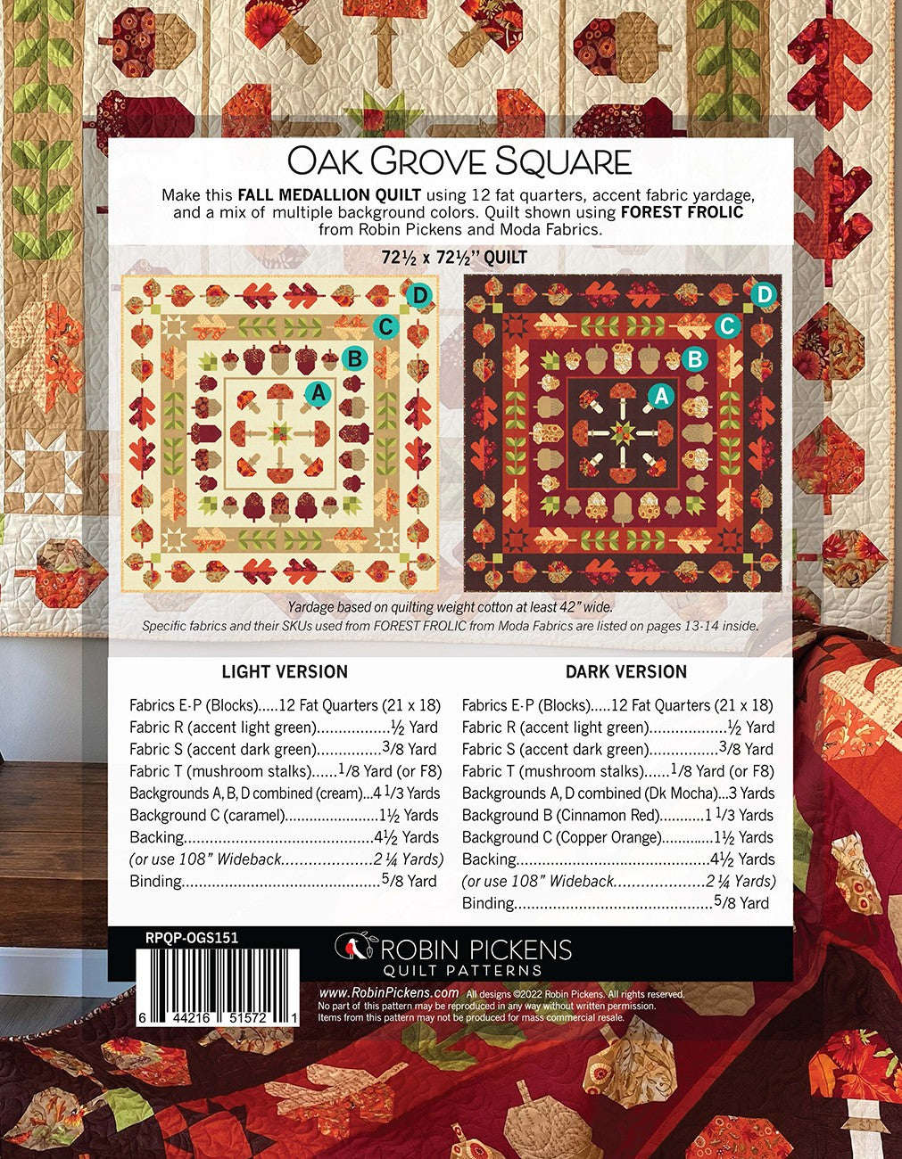 Oak Grove Square Quilt Pattern by Robin Pickens