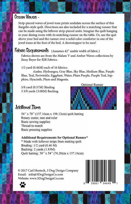 Ocean Waves Quilt Pattern by 3 Dog Design