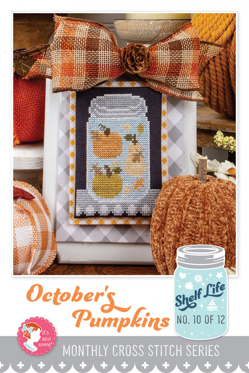 October's Pumpkins Shelf Life Cross Stitch Pattern # ISE-4034 - Special Order