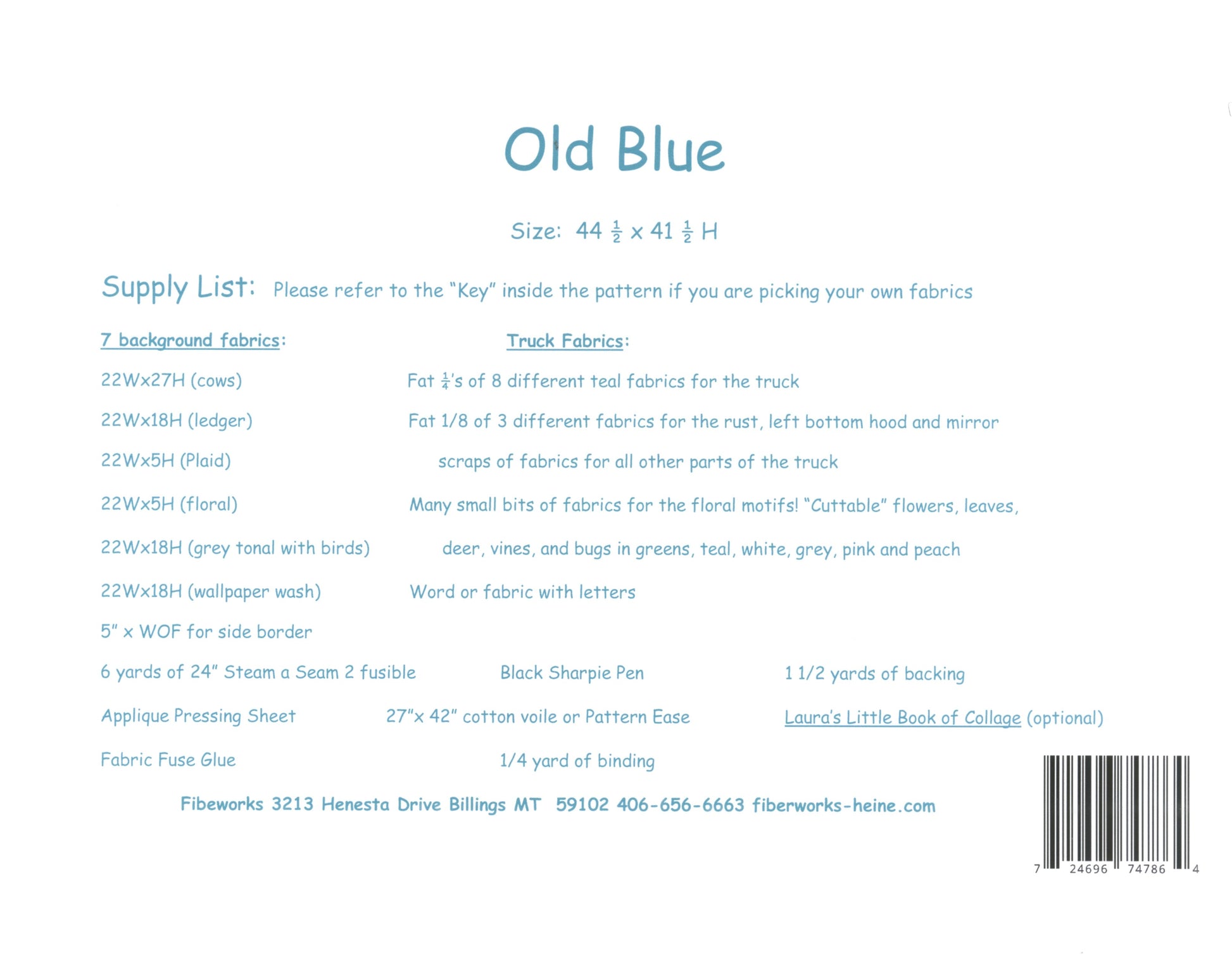 Old Blue Vintage Truck Collage Pattern by Laura Heine