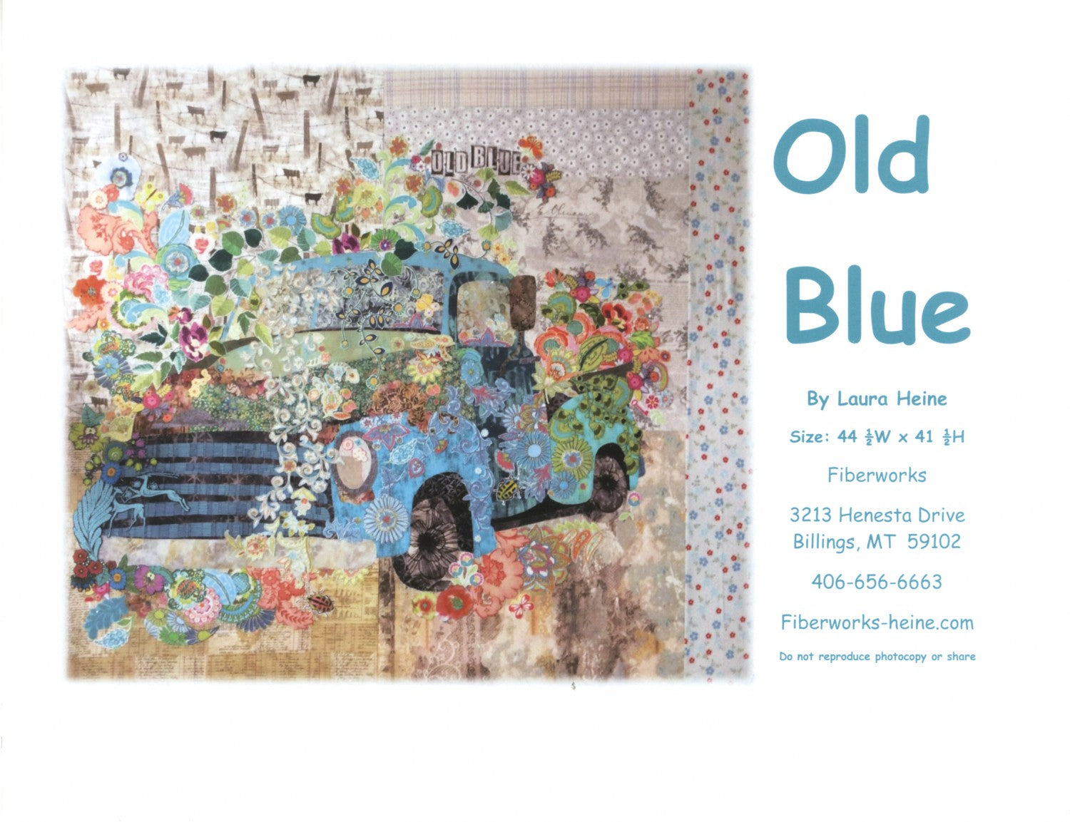 Old Blue Vintage Truck Collage Pattern by Laura Heine