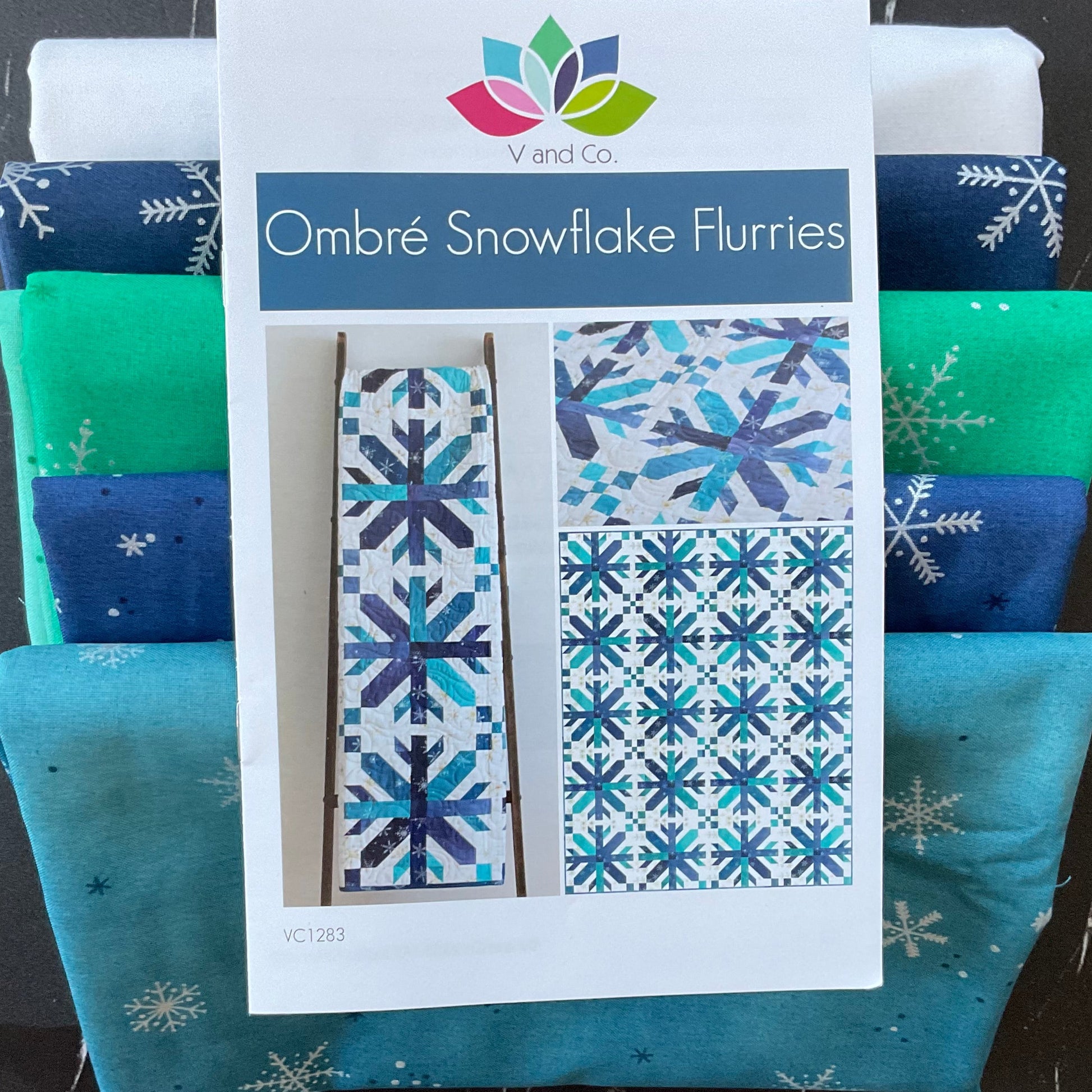 Ombre Snowflake Quilt Kit featuring Ombre Flurries by V and Co.