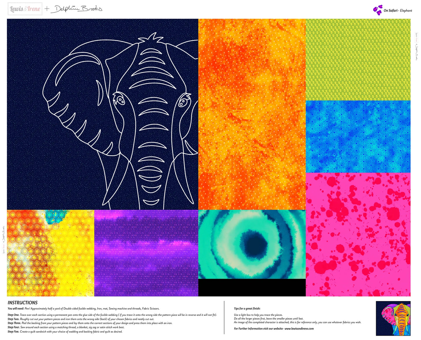 On Safari Appliqué Panel by Delphine Brooks - Elephant DB25