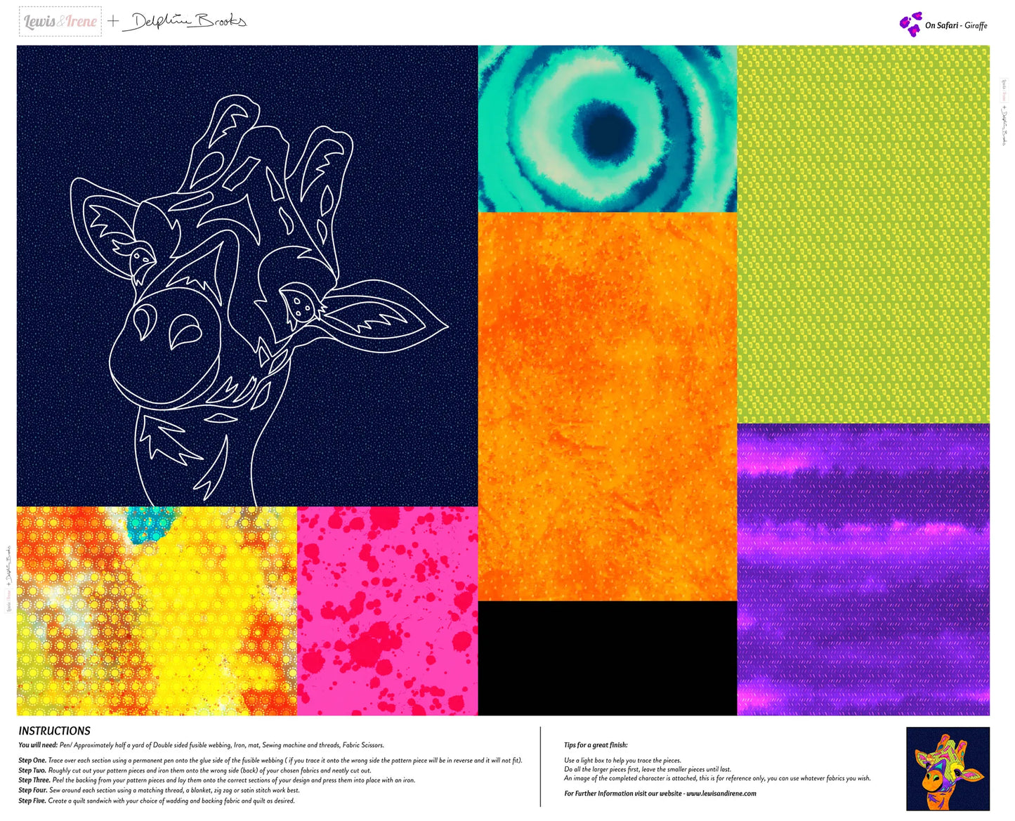 On Safari Appliqué Panel by Delphine Brooks - Giraffe DB26