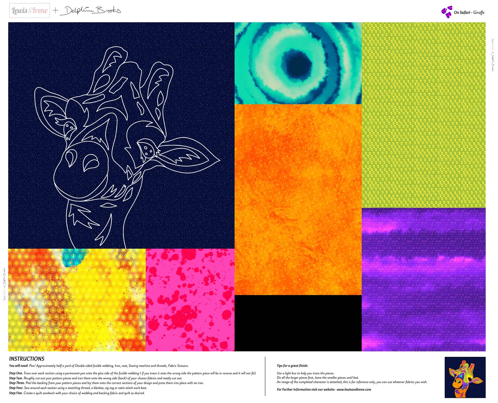 On Safari Appliqué Panel by Delphine Brooks - Giraffe DB26