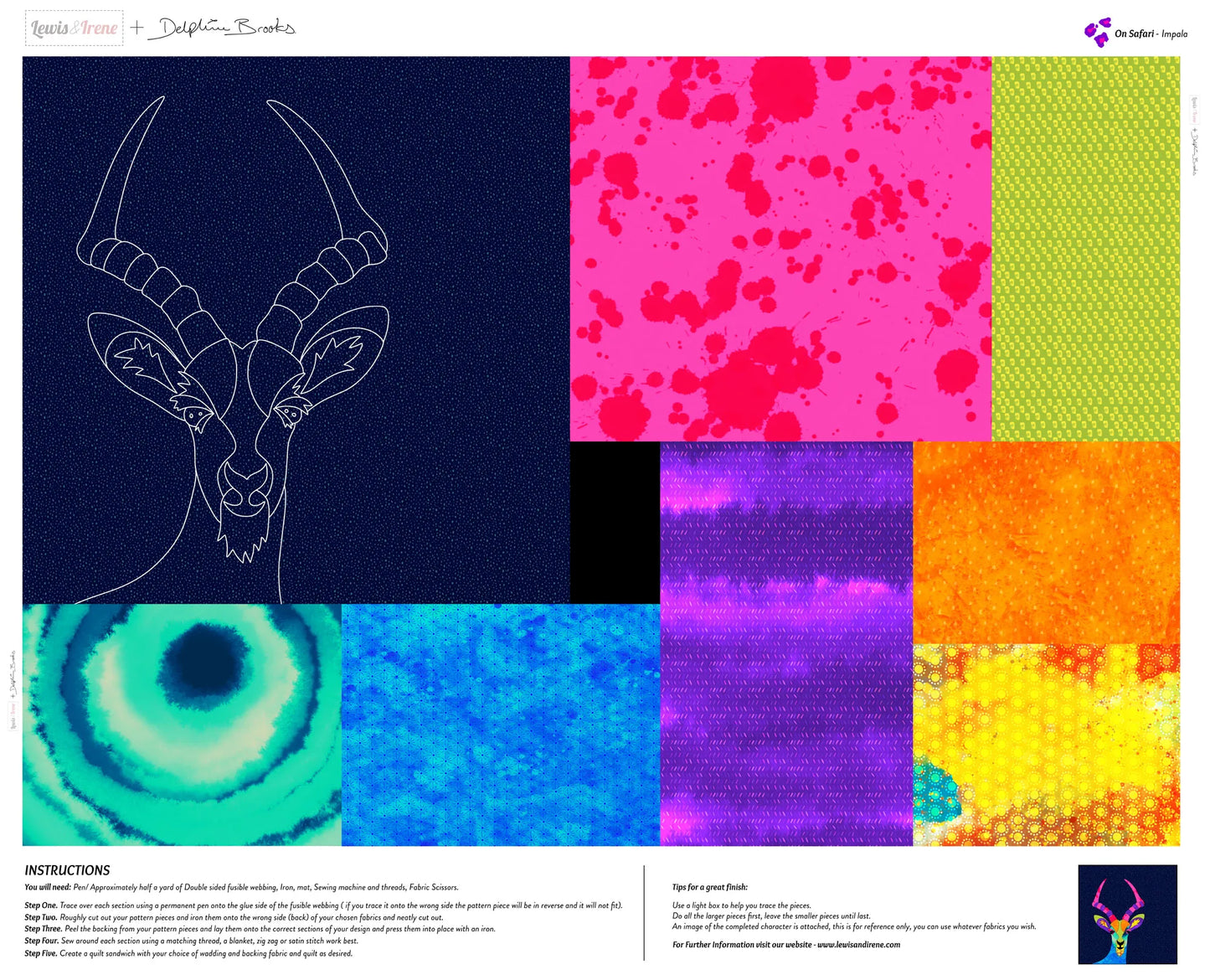 On Safari Appliqué Panel by Delphine Brooks - Impala DB27