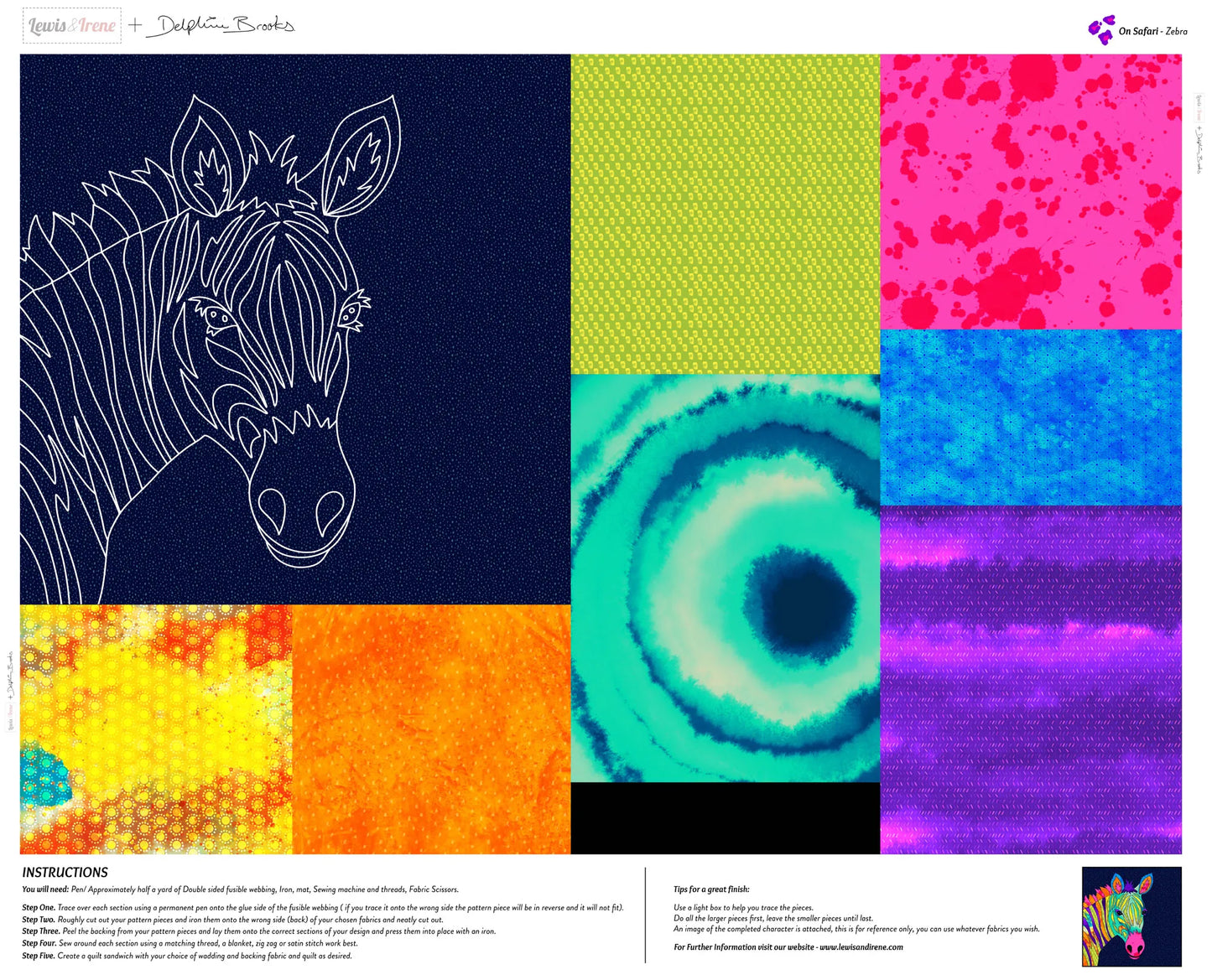 On Safari Appliqué Panel by Delphine Brooks - Zebra DB30