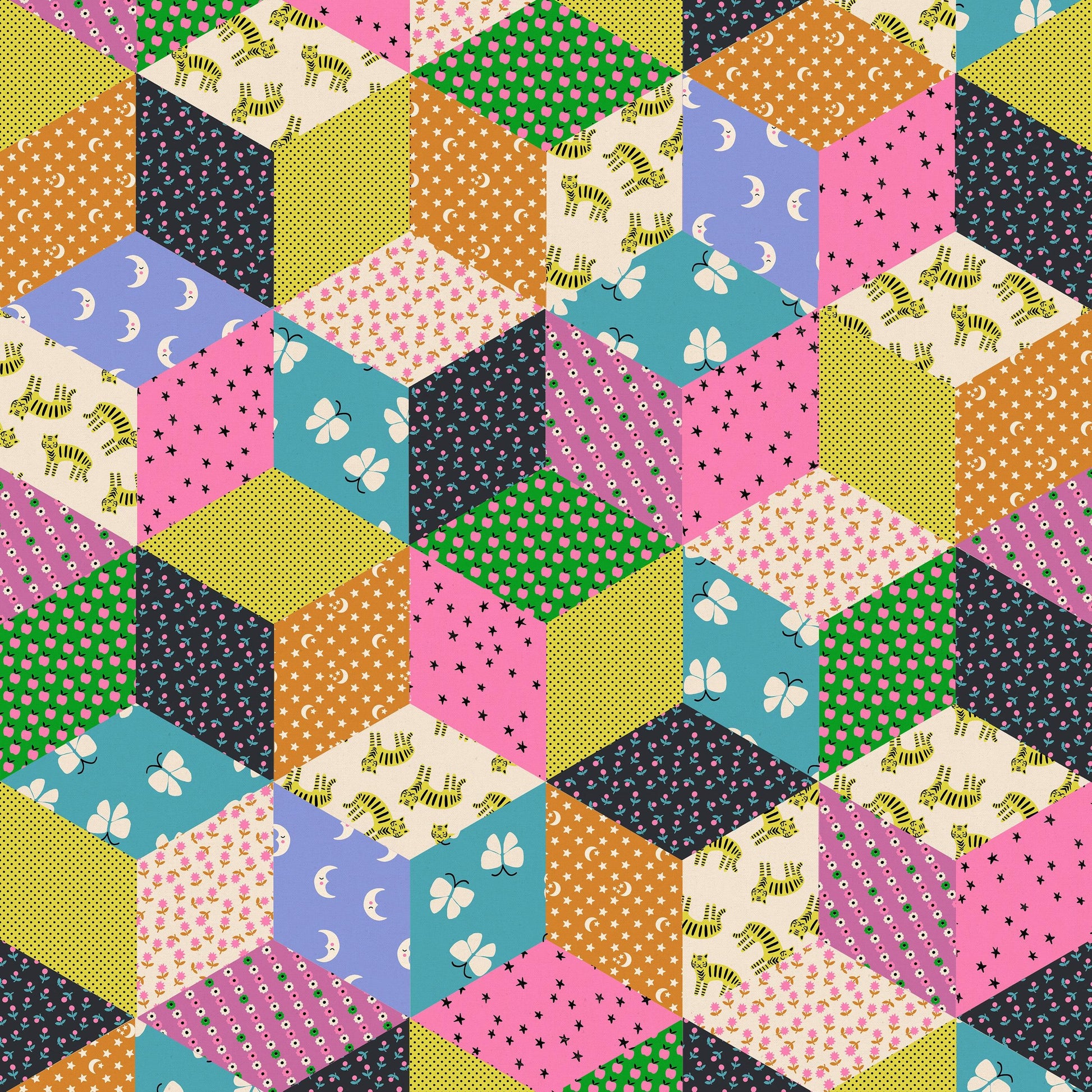 Ooh Lucky Lucky by Alexia Marcelle Abegg : Canvas Tumbling Blocks Citron RS4120 18L