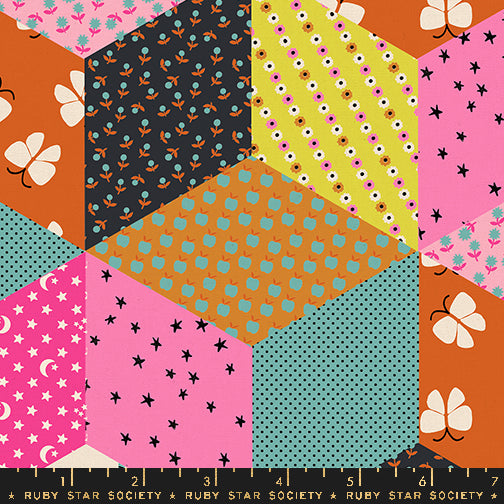 Ooh Lucky Lucky by Alexia Marcelle Abegg : Canvas Tumbling Blocks Turquoise RS4120 15L