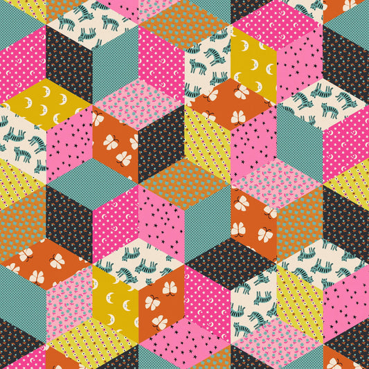 Ooh Lucky Lucky by Alexia Marcelle Abegg : Canvas Tumbling Blocks Turquoise RS4120 15L