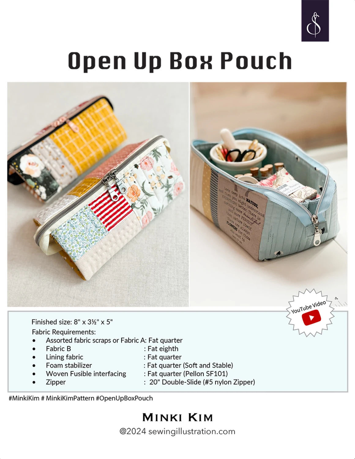 Open Up Box Pouch Pattern by Minki Kim - Special Order