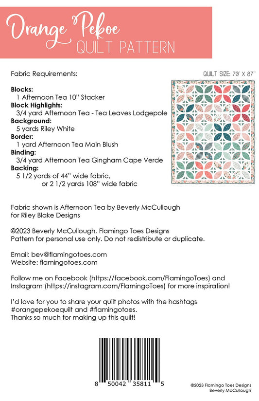 Orange Pekoe Quilt Pattern # FT-8115 - Special Order