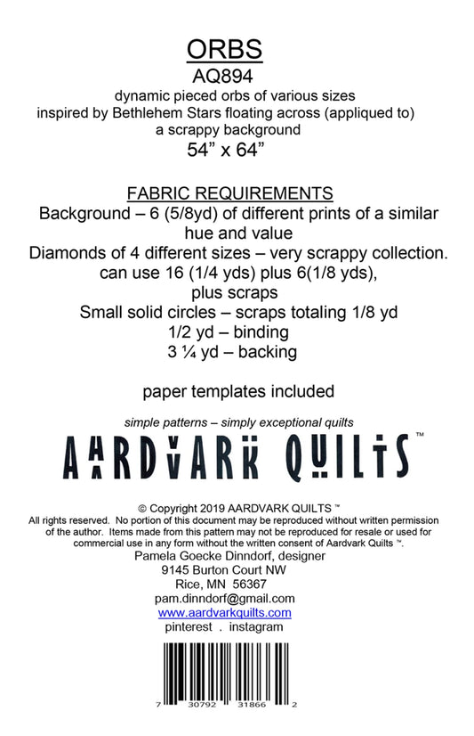Orbs Quilt Pattern by Aardvark Quilts