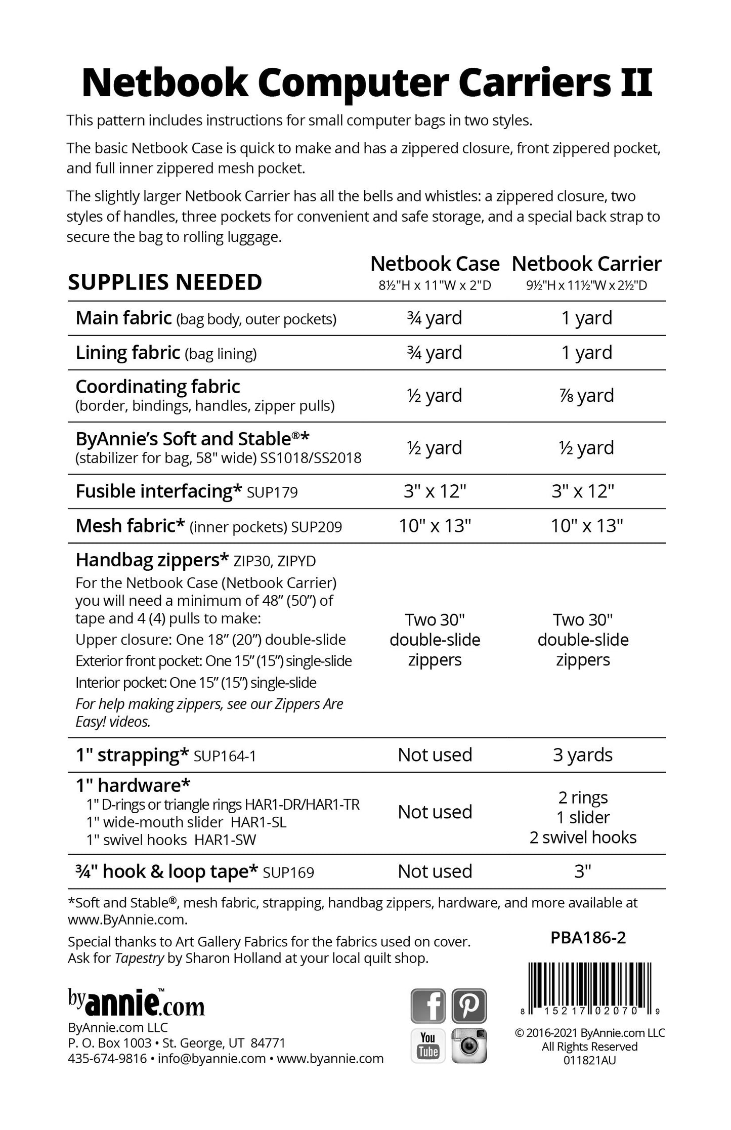 Netbook Computer Carriers II # PBA186-2 - Special Order