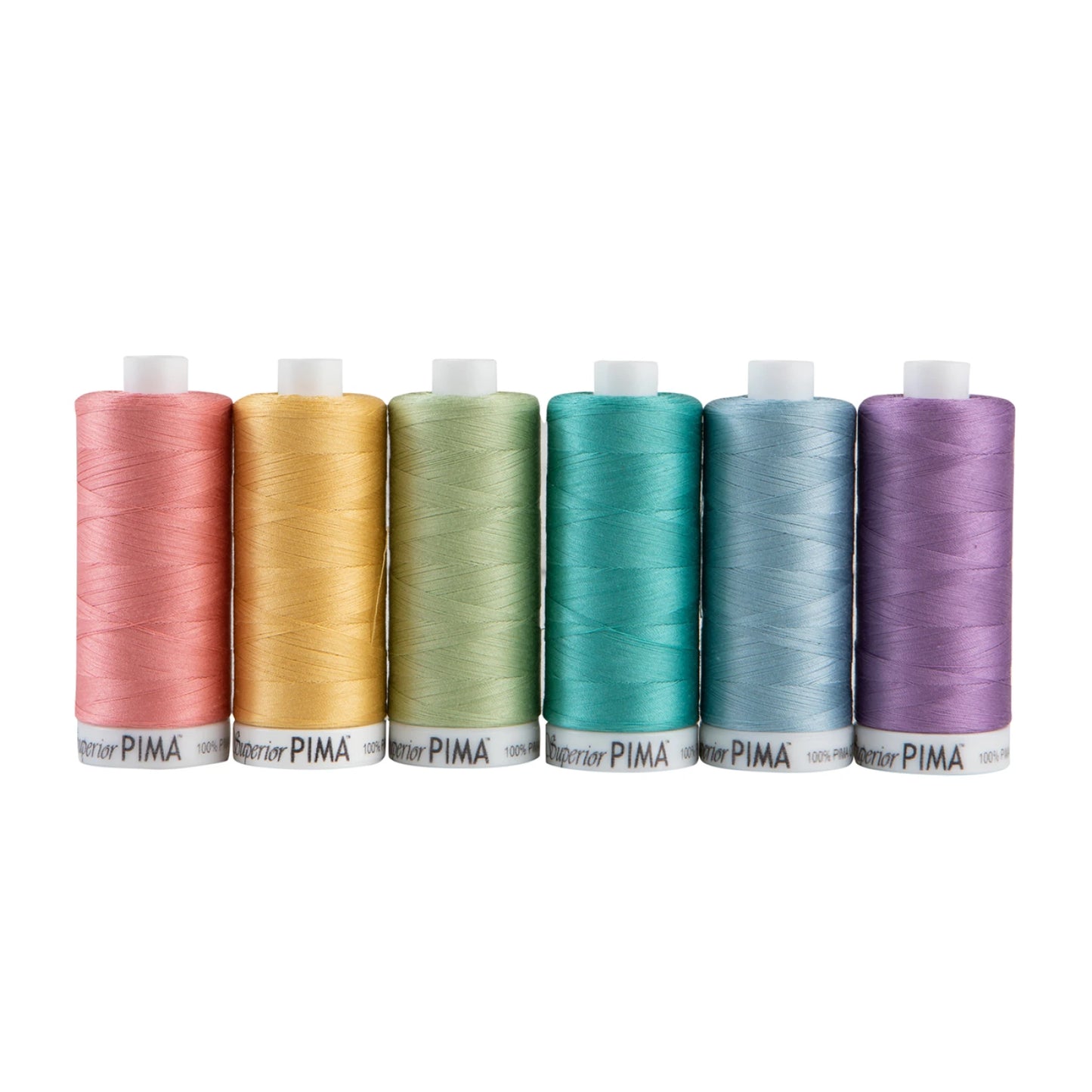PIMA 50wt Cotton Thread Set Six 1,200 yd Spools - Pastels # 201-01-PASTELS - Special Order