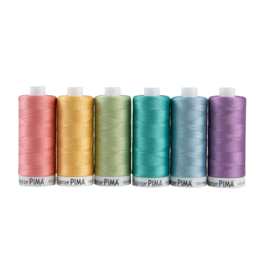 PIMA 50wt Cotton Thread Set Six 1,200 yd Spools - Pastels # 201-01-PASTELS - Special Order