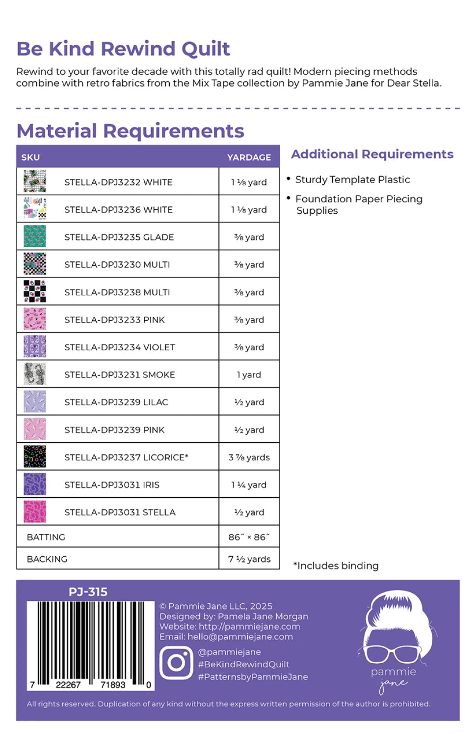 Rewind Be Kind FPP Quilt Pattern by Pammie Jane