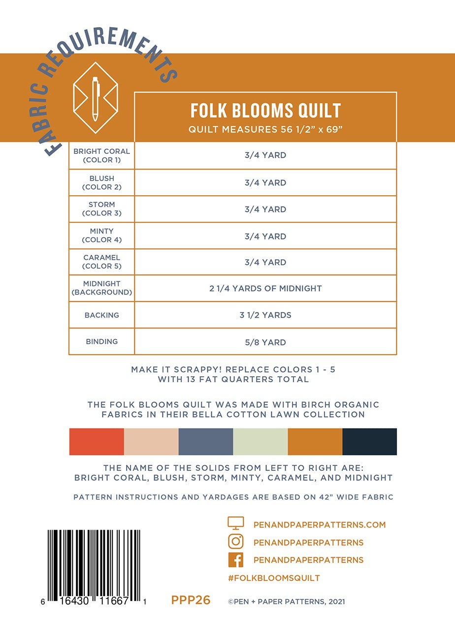 Folk Blooms Quilt # PPP26 - Special Order