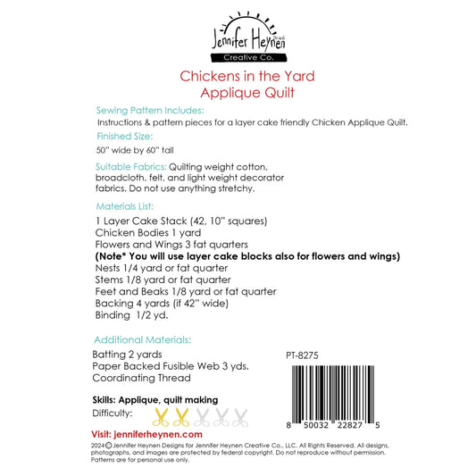 Chickens in the Yard Applique Quilt Pattern by Jennifer Heynan Creative Co.