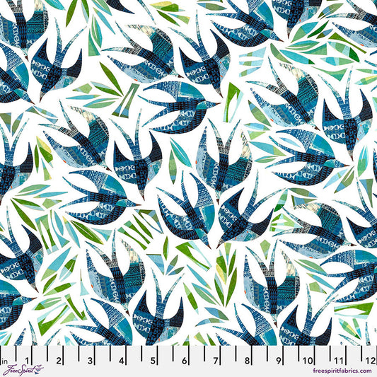 Flying South by Clare Youngs : Swallows Blue PWCY005.BLUE