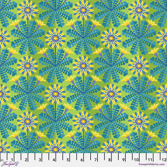 Flower Dance by Jane Sassaman: Gazania Turquoise PWJS165.TURQ (Estimated Arrival Jan.2025)