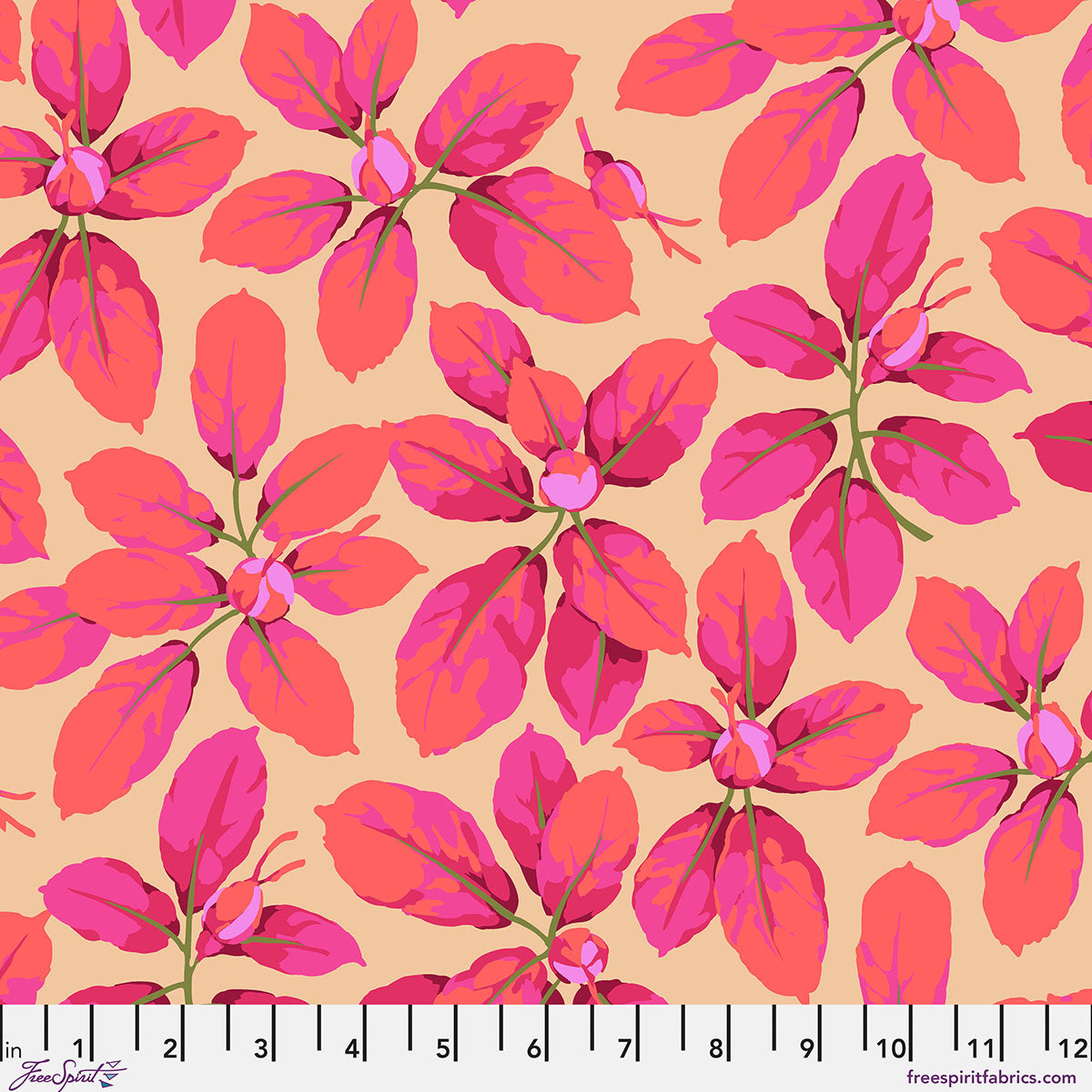 Kaffe Fassett Collective February 2027 : Rose Leaves Fuchsia PWMD005.FUCHSIA