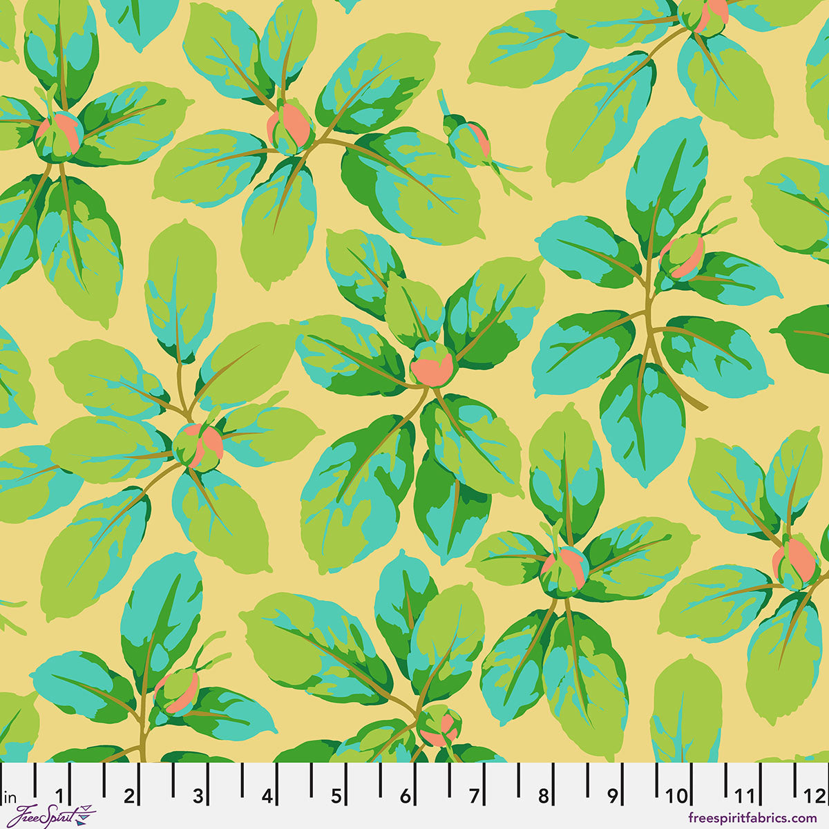 Kaffe Fassett Collective February 2027 : Rose Leaves Yellow PWMD005.YELLOW