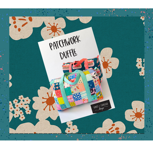 Paper Cuts 2 Specialty Fabric by Rashida Coleman-Hale : Patchwork Canvas Duffle Kit - Hana Storytime - One Fabric Version