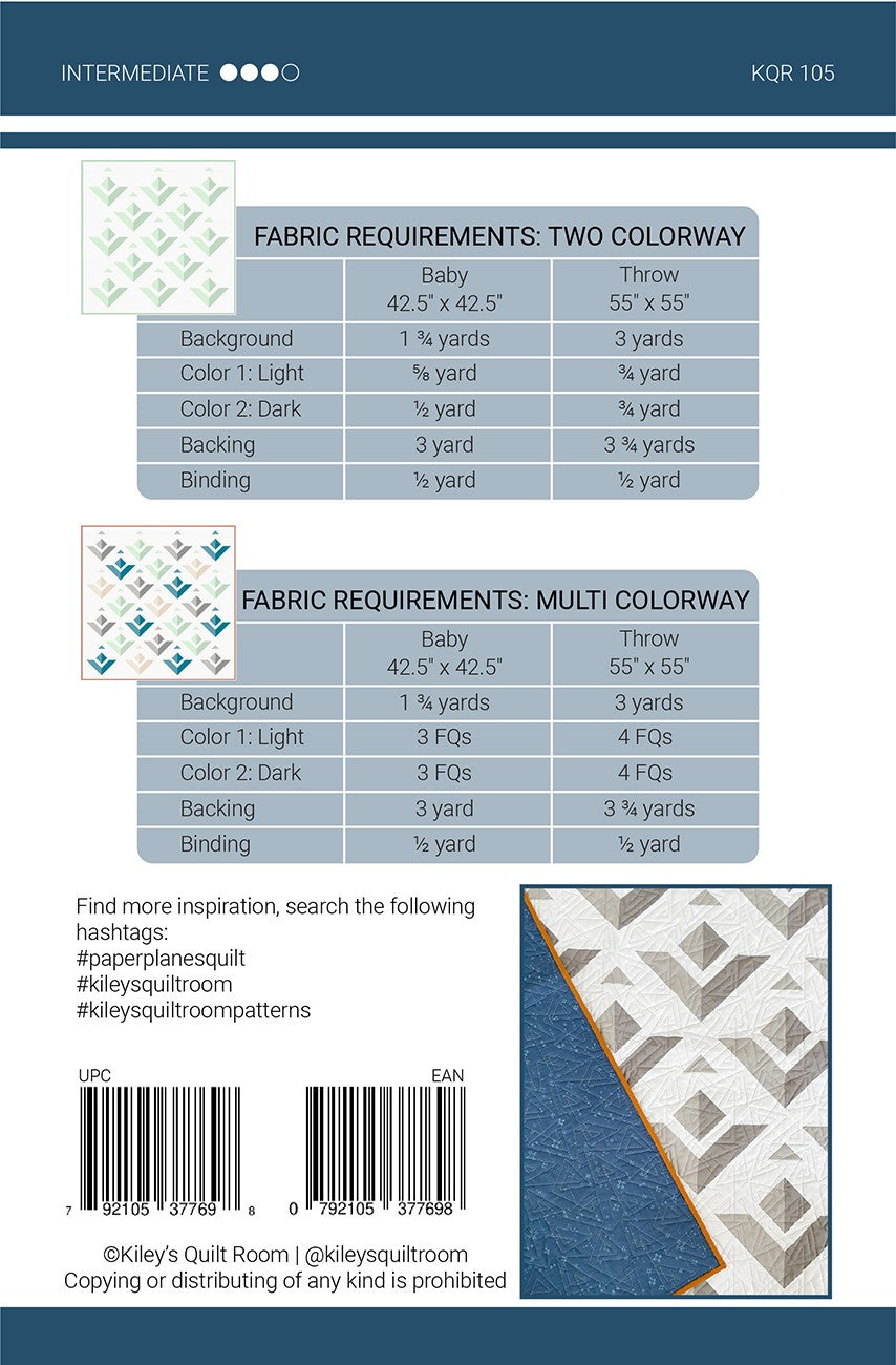 Paper Planes Quilt Pattern by Kiley's Quilt Room