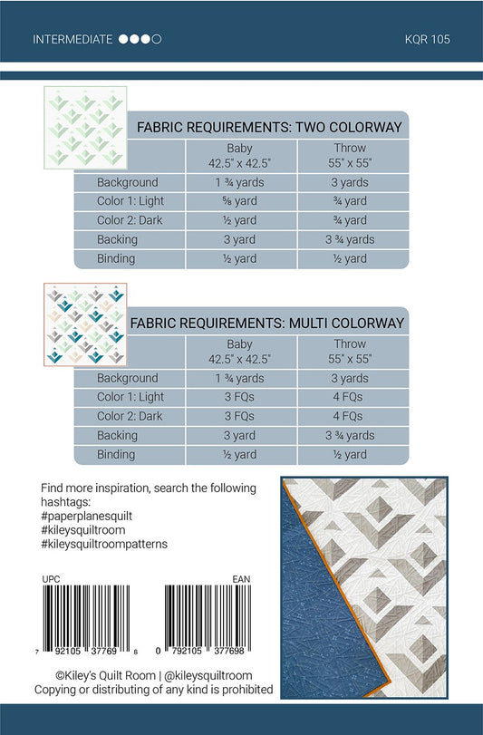 Paper Planes Quilt Pattern by Kiley's Quilt Room
